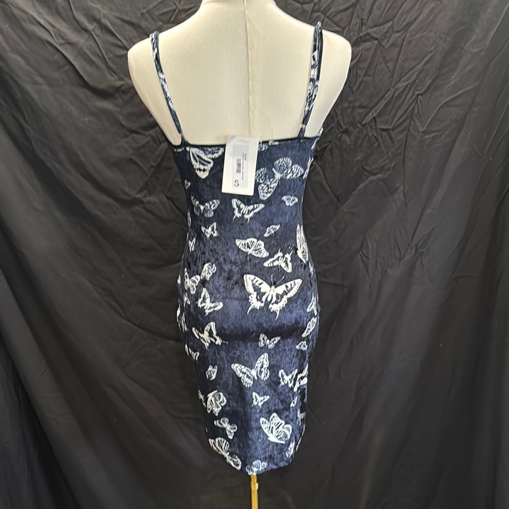 Bear Dance velvet Blue and White Bodycon Mini Dress - Picture 4 of 5